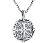 Eusense Boussole Collier pour Homme Argent Sterling 925 Boussole Pendentif Bijoux de Fin d'études