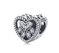 Eusense Charm Patte Pandora Breloques Coeur Chien 925 Argent Sterling pour Bracelet Pandora et Européen