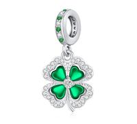 Eusense Charm Trèfle à 4 Feuilles Compatible avec les Bracelets Pandora Européens Porte-Bonheur Cadeau pour Elle et Lui