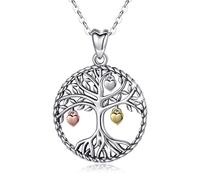 Eusense Collier Arbre de Vie en Argent Sterling 925, Pendentif Arbre Généalogique, Cadeau de Bijoux pour Femme