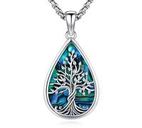Eusense Collier Arbre de Vie Femme en Argent 925 avec coquille d'haliotide Pendentif Arbre de Vie Bijoux Cadeau pour Femmes Avec Boîte-Cadeau