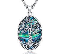 Eusense Collier Arbre de Vie Femme en Argent 925 avec coquille d'haliotide Pendentif Arbre de Vie Bijoux Cadeau pour Fête des Mères et Noël