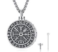 Eusense Collier Cendres Urne Pendentif 925 Argent Sterling Médaillon Crémation pour Cendres Humaines Chien Chat, Bijou Commémoratif Fête des mères