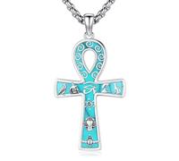 Eusense Collier Croix Ankh en Argent 925 Pendentif Croix Égyptien Amulette de Protection Porte-Bonheur Cadeau pour Homme et Femme