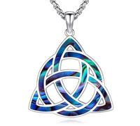 Eusense Collier Nœud Celtique Argent 925 Pendentif Irlandais Pendentif Triangle Nœud Trinité Pendentif pour Femmes Filles