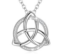 Eusense Collier Nœud Celtique en Argent 925 Pendentif Irlandais Chaîne de Pendentifs Triangle Nœud Trinitaire Pendentif pour Femmes