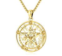 Eusense Collier Pentagramme en Argent 925 Collier Tetragrammaton Pendentif Pentacle Talisman Protection Amulette Sorcière Bijoux Wicca pour Hommes Femmes