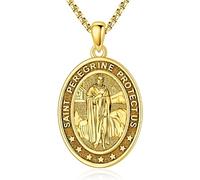 Eusense Collier Saint Michel pour homme et femme en argent sterling 925 avec pendentif Saint Christophe Vierge Marie Miraculeuse Médaille de prière de la main San Benito Benoît, Argent sterling, Pas
