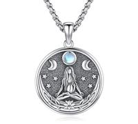 Eusense Collier Triple Déesse de la Lune en Pierre de Lune Pendentif Amule en Argent 925 Talisman Païen Magie Wiccan Bijoux de Protection pour Hommes Femmes