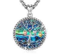 Eusense Pendentif Arbre de Vie en Argent 925 avec Coquille d'haliotide Collier d'arbre Symbolique Porte-Bonheur Cadeau Émouvant pour Mère, et Femme