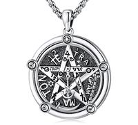 Eusense Pendentif Tetragrammaton 925 Argent Collier Pentacle Talisman Protection Amulette Wicca Bijoux Sorcière pour Homme Femme