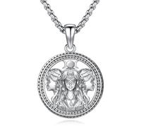 Eusense Triple Collier de Déesse de la Lune en Argent 925 Pendentif de Déesse de la Lune Hécate Collier Bijoux Amulette Wiccan Pagan Talisman Bijoux de protection pour Hommes Femmes