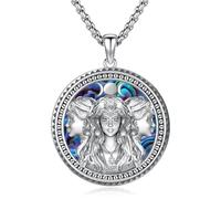 Eusense Triple Pendentif Déesse de la Lune en Argent 925 Pendentif Déesse de la Lune Hécate Collier Bijoux Amulette Wiccan Païen Talisman Bijoux de Protection pour Hommes Femmes