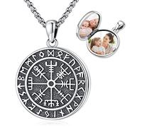 Eusense Viking Médaillon Collier en Argent Sterling 925 avec Pendentif Qui Contient Une Photo pour Homme Médaillon pour Ouvrir des Cadeaux de Collier pour Femme Homme