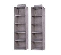 Eushine Étagère de penderie à Suspendre 2 Pièces, 5 Niveaux , Lavable Rangement Suspendu, Grande Capacité Organisateur de Vêtements avec Renfort Intérieur, 27x 27 x 100cm, Couleur Crème
