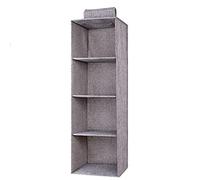 Eushine Étagère de penderie à Suspendre, 4 Niveaux, Lavable Rangement Suspendu, Organisateur de Vêtements avec Renfort Intérieur, 27x 27 x 80cm, Gris