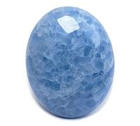 Eusice Calcite Bleue Pierre Naturelle, Cristal Thérapeutique Lithothérapie, Galet de Relaxation et Anti Stress Bien-être, Méditation, Reiki, 100% Artisanal & Fait-Main, Pierre de Paume Grand Format