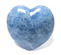 Eusice - Cœur Calcite Bleue, Pierre naturelle Bien-être, Cristal poli Fait-main pour Lithothérapie, Chakra, Méditation