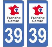 EUSKAL HERRIA EH 2 Autocollants 39 Jura Plaque immatriculation département Auto 39 Jura : Angles arrondis