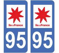 EUSKAL HERRIA EH 2 Autocollants 95 Val d'oise ile de France Plaque immatriculation département Auto 95 : Angles arrondis