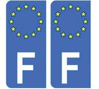 EUSKAL HERRIA EH 2 Autocollants F Europe France Officiel Plaque immatriculation département Auto F : Angles arrondis