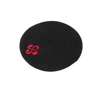 Euskal Txapela Béret Noir Adulte Brodé Croix Basque - Adoptez Un Look Tendance et typiquement français en Vous réappropriant Le béret Basque -100% Laine - 28 cm de diamètre (Noir)