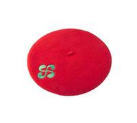 Euskal Txapela Béret Rouge Adulte Brodé Croix Basque - Adoptez Un Look Tendance et typiquement français en Vous réappropriant Le béret Basque -100% Laine - 28 cm de diamètre (Rouge)