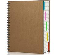 EUSOAR Carnet à spirales à 5 sujets, 1 bloc-notes ligné B5 de 18,5 x 25,9 cm, 100 g/m², 120 feuilles/240 pages de papier ligné, couverture rigide épaisse, pour les étudiants, le bureau et les affaires, kraft