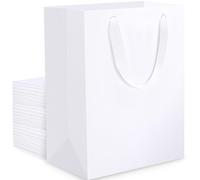 EUSOAR EUSOAR Sac Cadeau Blanc - 250GSM Sac Kraft épais Sacs - Pochette Cadeau Petit Format S 15x6x20cm - 30 Pièces Sac Cadeau Noel Mariage - Sachet D'emballage - White Paper Gift Bags