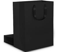 EUSOAR Petit Sac Kraft Noir - 250GSM Noir Emballage Pochette Cadeau - 10 Pièces Taille S 15x6x20cm Sacs Kraft avec Poignée Anniversaire Homme - Sachet Cadeau Petit Format - Black Gift Bags