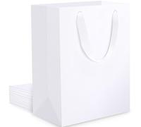EUSOAR Sac Cadeau Blanc - 250GSM Sac Kraft épais Sacs - Pochette Cadeau Petit Format S 15x6x20cm - 10 Pièces Sac Cadeau Noel - Sachet D'emballage - White Paper Bags with Handles