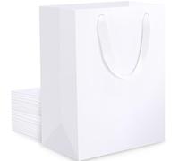 EUSOAR Sac Cadeau Petit Format - 250GSM Pochette Cadeau Maitresse Mariage Invité - 20 Pièces Sachet Cadeau Blanc S 15x6x20cm - White Paper Bags for Gift Wrapping - Sac Kraft avec Poignée
