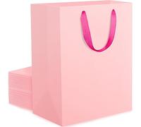 EUSOAR Sac Kraft - 230GSM Rose Emballage Pochette Cadeau - 20 Pièces Taille M 20x10x28cm Sac Kraft avec Poignée - Sachet Cadeau Petit Format - Pink Paper Bags for Gift Wrapping