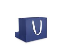 EUSOAR Sac Papier Kraft Bleu - 10 Petit Sacs en Papier avec Poignées S 22x10x18 cm - Sac de Emballage Cadeau pour Anniversaire Noël - Navy Blue Gift Bags - Petit Pochette Cadeau Bleu