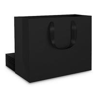 EUSOAR Sacs Cadeaux - Lot de 10 M 27x8x21cm Sacs en Papier Kraft Moyenne avec Poignée - Noir Sachet Emballage Anniversaire Homme