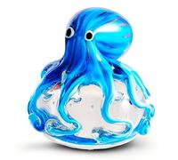 EUSTUMA Figurine de Pieuvre en Verre soufflé à la Main, Ornement d'animaux Marins pour Aquarium, Collection d'animaux Marins pour Cadeau d'anniversaire, Presse-Papier en Verre pour Bureau.