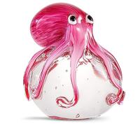 EUSTUMA Figurine de Pieuvre en Verre soufflé à la Main, Ornement d'animaux Marins pour Aquarium, Collection d'animaux Marins pour Cadeau d'anniversaire, Presse-Papier en Verre pour Bureau.