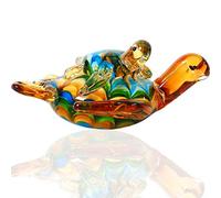EUSTUMA Figurines de Tortues de mer en Verre Ornement, Ornement Animal de mer pour la décoration de la Maison, Sculpture de Tortue en Verre