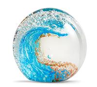 EUSTUMA Figurines en Verre Boule océan Vagues, Boule de Verre Presse-Papier, décor à la Maison à Collectionner, décor d'aquarium, Amants de Bureau décor océan