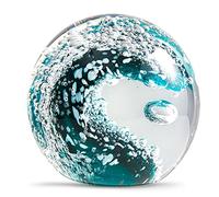EUSTUMA Figurines en Verre Soufflé à la Main - Vagues de l'Océan - Presse-Papier - Boule en Verre - Décoration d'Intérieur et de Bureau - Objet de Collection - Décoration d'Aquarium