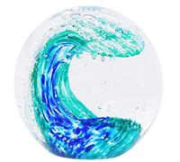 EUSTUMA Figurines en verre soufflé à la main - Vagues de l'océan - Presse-papier - Boule en verre - Décoration d'intérieur - Objet de collection - Décoration d'aquarium - Décoration de bureau -