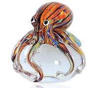 EUSTUMA Ornement de Figurine de Pieuvre en Verre, Collection d’Animaux Marins pour Cadeau d’Anniversaire, Presse-Papier de Bureau en Verre pour Bureau