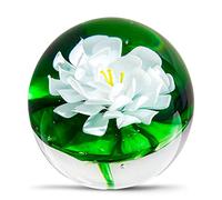 EUSTUMA Presse-papier en verre pour le bureau. Offrez-lui un cadeau de la personne que vous aimez, la décoration de jardin. (blanc)