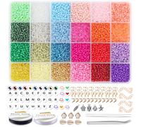 EuTengHao 13200 perles de rocaille en verre pour loisirs créatifs et petits poneys pour faire des bracelets, des colliers, des fournitures (3 mm, 550 par couleur, 24 couleurs)