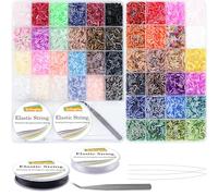 EuTengHao 14400pcs Kit de perles en tube, perles de rocaille en verre Petites perles pour le bricolage et la fabrication de bijoux (7mm, 300 par couleur, 48 couleurs)