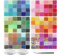EuTengHao 28800 pièces de perles de rocaille en verre multicolores de 4 mm 6/0 pour la fabrication de bracelets, colliers et autres bijoux DIY (144 couleurs, 200 pièces par couleur)