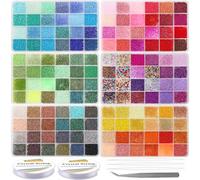 EuTengHao 57600pcs 2mm Perles de rocaille en verre petites perles de bricolage pour bracelet, collier, bijoux avec anneau de saut, fermoir de homard et cordes élastiques.