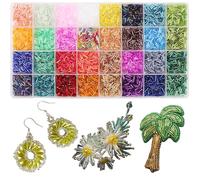EuTengHao Kit de perles tubulaires 7 mm en verre pour la fabrication de bijoux, la broderie et la décoration intérieure (32 couleurs vives, 9600 pièces)