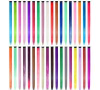 EuTengHao Lot de 36 extensions de cheveux colorés à clipser - 55,9 cm - Cheveux raides colorés - Pour femmes et enfants - Multicolores - Pour fête - Extensions de cheveux synthétiques (36 couleurs)