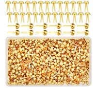 EuTengHao Lot de 700 attaches parisiennes en laiton plaqué laiton à tête ronde pour loisirs créatifs, projets scolaires, décoration, scrapbooking, fournitures de bricolage (tige de 1,27 cm, tête de 8